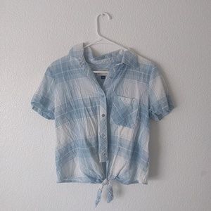 Plaid tied short sleeve